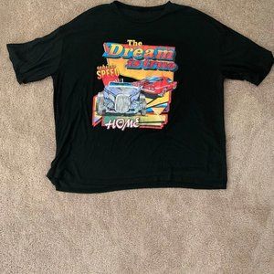 Slogan & Car Print Dop Shoulder Oversized Tee Women’s Sz. L